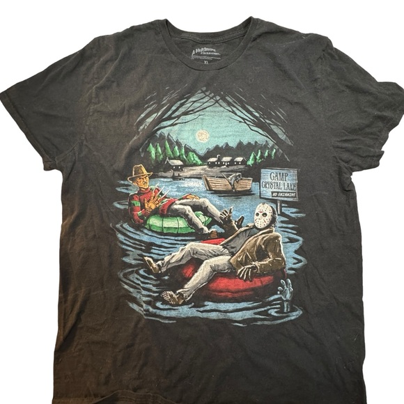 Freddy & Jason at Camp Crystal Lake Black Graphic T - Picture 1 of 8